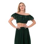 Eliş Şile Bezi Lavinya Vual Lastik Detaylı Nakışlı Yazlık Crop Bluz, L/XL, 713.01, Yeşil, Kadın