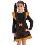 Eliş Şile Bezi Miray Pazen Çocuk Sonbahar ve Kışlık Salopet Etek Çıtır Desen Siyah Syh