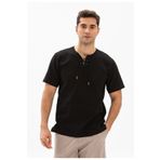 Eliş Şile Bezi Siyah 3003 Büyük Beden Kısa Kol Şile Bezi Zımbalı Erkek Tshirt