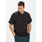 Eliş Şile Bezi Siyah 3003 Kısa Kol Şile Bezi Hakim Yaka Erkek Tshirt