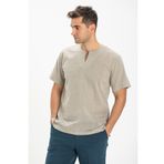 Eliş Şile Bezi Taş 3031 Büyük Beden Kısa Kol Şile Bezi Bisiklet Yaka Erkek Tshirt