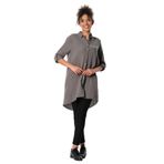 Eliş Şile Bezi Uzun Katlanabilir Kol Sedanur Gömlek Yaka Yazlık Müslin Tunik, 2XL, 552.03, Gri, Kadın