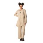 Eliş Şile Bezi Uzun Katlanabilir Kol Sedanur Gömlek Yaka Yazlık Müslin Tunik Vizon, 4XL, 552.03, Kahverengi, Kadın