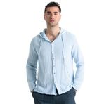 Eliş Şile Bezi Uzun Kol Erkek Kapüşonlu Yazlık Müslin Sweatshirt Buz Mavi Bmv