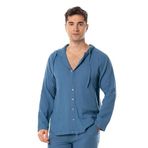 Eliş Şile Bezi Uzun Kol Erkek Kapüşonlu Yazlık Müslin Sweatshirt İndigo indg