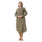 Eliş Şile Bezi Uzun Kol Gömlek Yaka Hafsa Müslin Yazlık Tunik, 2XL/3XL, 552.06, Haki, Kadın