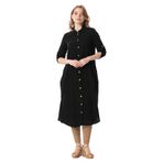 Eliş Şile Bezi Uzun Kol Gömlek Yaka Hafsa Müslin Yazlık Tunik, 2XL/3XL, 552.06, Siyah, Kadın
