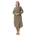 Eliş Şile Bezi Uzun Kol Gömlek Yaka Hafsa Müslin Yazlık Tunik, L/XL, 552.06, Haki, Kadın