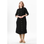 Eliş Şile Bezi Uzun Kol Gömlek Yaka Hafsa Müslin Yazlık Tunik, L/XL, 552.06, Siyah, Kadın