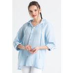 Eliş Şile Bezi Uzun Kol Kapüşonlu Kadın Yazlık Müslin Sweatshirt Buz Mavi Bmv
