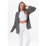 Eliş Şile Bezi Uzun Kol Kapüşonlu Kadın Yazlık Müslin Sweatshirt Gri Gri