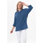 Eliş Şile Bezi Uzun Kol Kapüşonlu Kadın Yazlık Müslin Sweatshirt İndigo indg