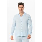 Eliş Şile Bezi Uzun Kol Müslin Yazlık Gömlek Buz Mavi, 2XL, 572.02, Buz Mavi, Erkek