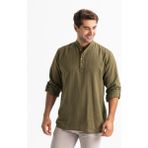 Eliş Şile Bezi Uzun Kol Şile Bezi Bodrum Erkek T-Shirt Haki