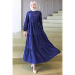 Elisa Büzgülü Düğmeli Elbise Lacivert HM2805 - 42