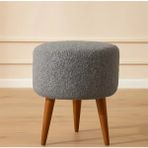 Elissa Home Peluş Puf Ahşap Ayak - Gri