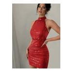 elissaa HALTER YAKA PUL PAYET MİNİ ELBİSE