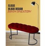 Elisse Siyah Metal Ayaklı Bench Puf