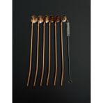 Elista 6'lı Bronz Pipetli Latte Kaşığı Kokteyl Kaşığı Ve Temizleme Fırçası, 22 Cm