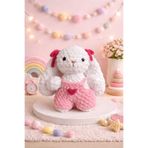Elista Amigurumi Kadife Örgü Küçük Boy Oyuncak Tavşan Beyaz