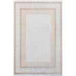 Elit El001a Krem Halı Toprak Kenar Çerçeveli Ince Yumuşak Akrilik Tozuaz Modern Salon Halısı Koridor 100 X 300 A.krem-Vızon