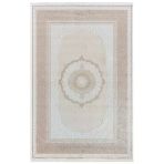 Elit El002a Krem Halı Toprak Kenar Çerçeveli Göbekli Ince Yumuşak Akrilik Tozuaz Modern Salon Halısı 120 X 180 A.krem-Vızon