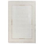 Elit El006s Krem Halı Gold Detaylı Kenar Çerçeveli Ince Yumuşak Akrilik Tozuaz Modern Salon Halısı 100 X 200 A.krem-Gold