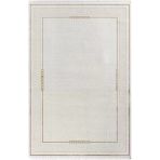 Elit El006s Krem Halı Gold Detaylı Kenar Çerçeveli Ince Yumuşak Akrilik Tozuaz Modern Salon Halısı 80 X 300 A.krem-Gold