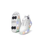 Elit EYL034 Beyaz Erkek Çocuk RGB LED Işıklı Çıkarılabilir Tekerlekli Paten Ayakkabı