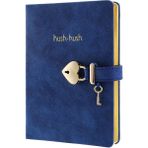 Elit Mavi Nubuk Kapak Kilitli Çizgili Defter - MAVİ NUBUK KAPAK KİLİTLİ ÇİZGİLİ DEFTER