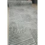 Elit Osso Gri Beyaz Kabartmalı Kaymaz Taban Yıkanabilir Kesme Yolluk Halı - Gri - Beyaz - 150 x 450 cm
