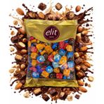 Elit Premium Badem ve Fındık Dolgulu Sütlü Çikolata Çizgili Kare 1kg - 1 Adet