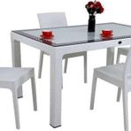 Elit Rattan 90x150 4 kişilik Elit Sandalye Camlı Masa Takımı
