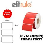 Elit Rulo Kırmızı 40x60 1000 Adet Termal Barkod Etiketi