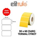 Elit Rulo Sarı 30x60 1000 Adet Termal Barkod Etiketi
