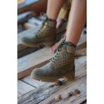 Elit Shoes Invia Doğal Deri Materyal Kauçuk Taban Haki Kadın Bot I017