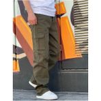 Elit Wear Erkek Baggy Kalıp Yan ve Arka Cepli Bol Pantolon - 29 - Koyu Haki