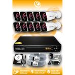 ELITCAM 10 Kameralı Kare 10 Dış Kamera Set 2 TB HDD Full HD Gece Görüşlü Güvenlik Kamerası Sistemi