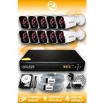 ELITCAM 10 Kameralı Kare 10 Dış Kamera Set 500 GB HDD Full HD Gece Görüşlü Güvenlik Kamerası Sistemi