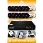 ELITCAM 12 Kameralı Uzay 12 Dış Kamera Set 2 TB HDD Full HD Gece Görüşlü Güvenlik Kamerası Sistemi