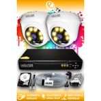 ELITCAM 2 Kameralı Dome 2 İç Kamera Set 1 TB HDD Full HD Renkli Gece Görüşlü Güvenlik Kamerası Sistemi