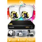 ELITCAM 2 Kameralı Dome 2 İç Kamera Set 2 TB HDD Full HD Renkli Gece Görüşlü Güvenlik Kamerası Sistemi