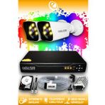 ELITCAM 2 Kameralı Kare 2 Dış Kamera Set 2 TB HDD Full HD Renkli Gece Görüşlü Güvenlik Kamerası Sistemi