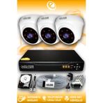 ELITCAM 3 Kameralı Dome 3 İç Kamera Set 1 TB HDD Full HD Gece Görüşlü Güvenlik Kamerası Sistemi