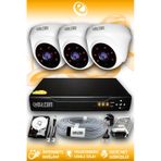 ELITCAM 3 Kameralı Dome 3 İç Kamera Set 2 TB HDD Full HD Gece Görüşlü Güvenlik Kamerası Sistemi