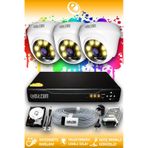 ELITCAM 3 Kameralı Dome 3 İç Kamera Set 2 TB HDD Full HD Renkli Gece Görüşlü Güvenlik Kamerası Sistemi