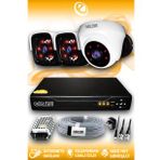 ELITCAM 3 Kameralı Panda 1 İç Kamera Set HDD'siz Full HD Gece Görüşlü Güvenlik Kamerası Sistemi