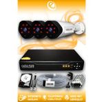 ELITCAM 3 Kameralı Uzay 3 Dış Kamera Set 2 TB HDD Full HD Gece Görüşlü Güvenlik Kamerası Sistemi