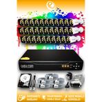 ELITCAM 32 Kameralı Kare 32 Dış Kamera Set 2 TB HDD Full HD Renkli Gece Görüşlü Güvenlik Kamerası Sistemi