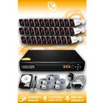 ELITCAM 32 Kameralı Kare 32 Dış Kamera Set 250 GB HDD Full HD Gece Görüşlü Güvenlik Kamerası Sistemi
